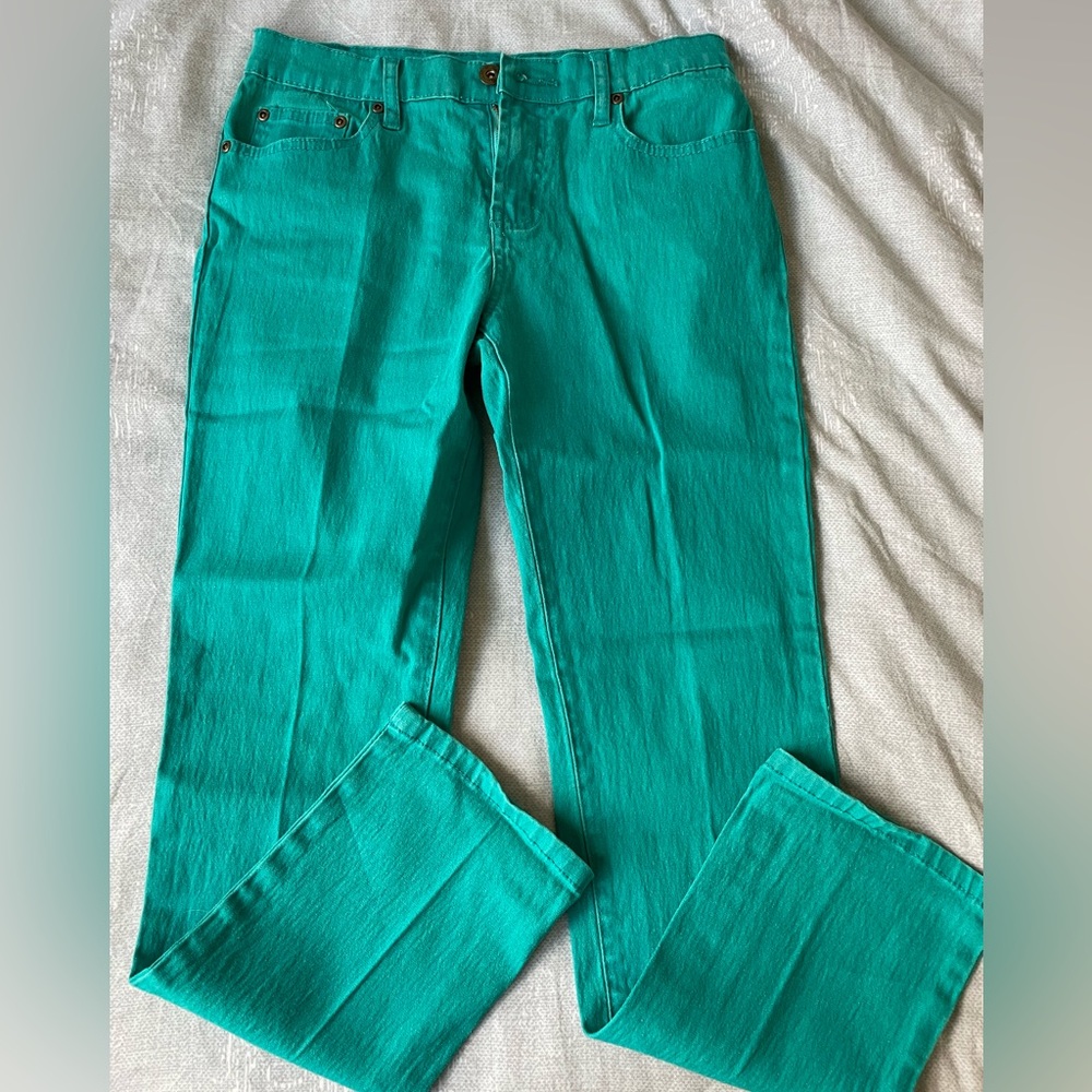 Diane Gilman Women’s Green Straight-Leg Jeans Size 4P